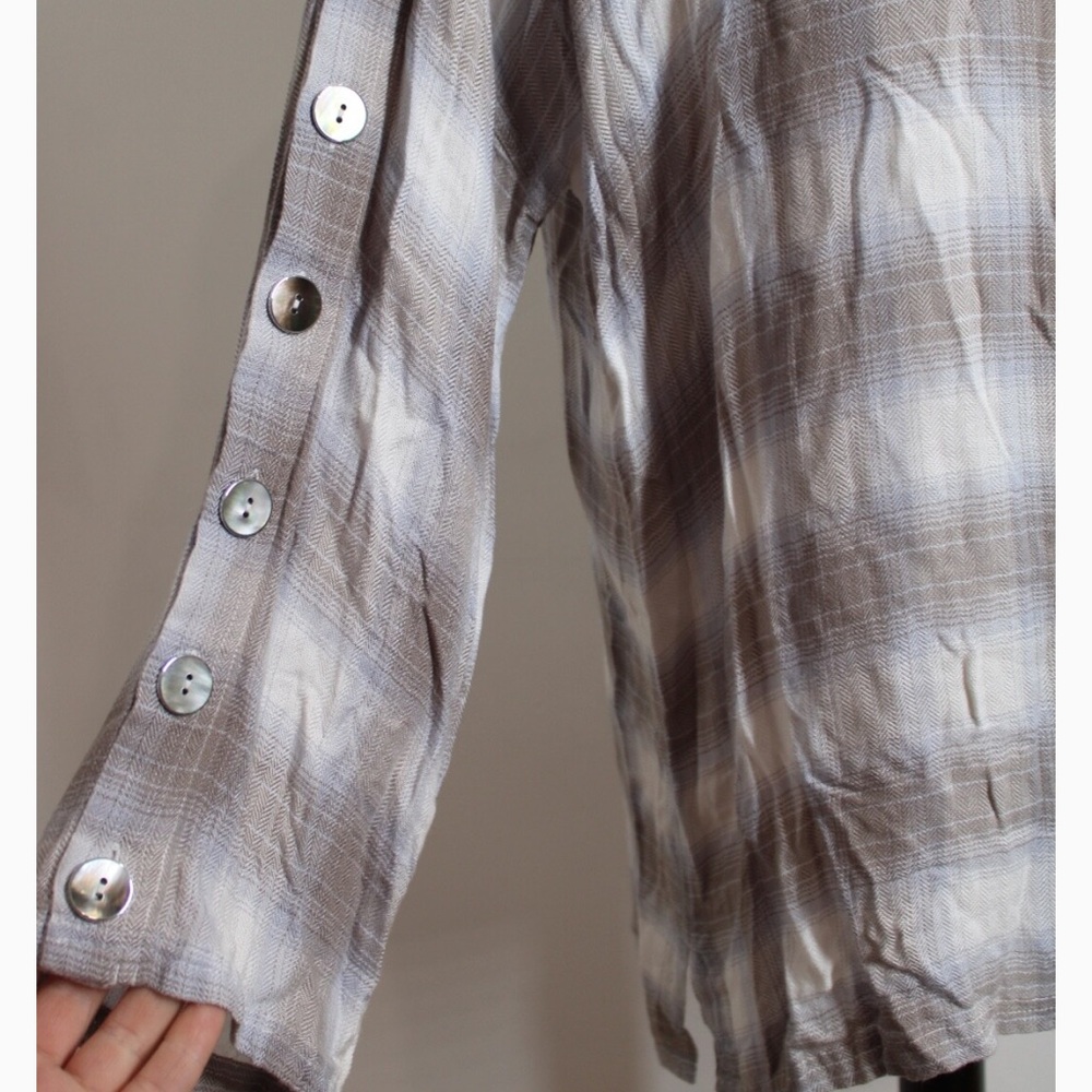 Soft Surroundings Herringbone Pattern Top In Gray… - image 3